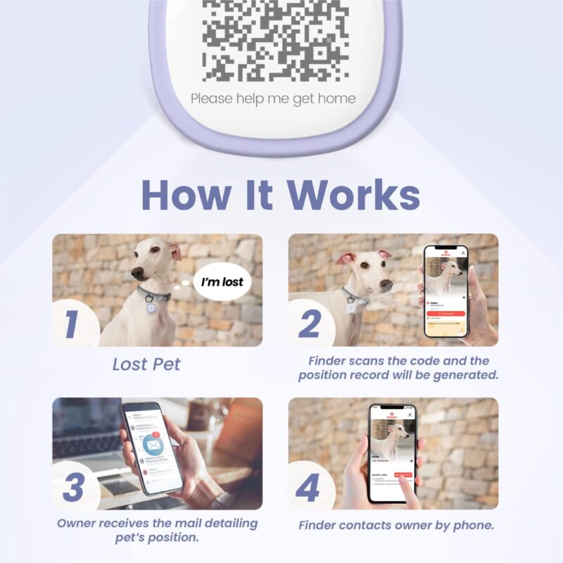 Pawaii QR Code Pet ID Tag, Silent Silicone Dog ID Tag, Modifiable Pet Online Profile, Free Online Pet Page Emergency Contact, Scan QR Receive Instant Pet Location Alert Email, 1Pack (Purple) - Image 3