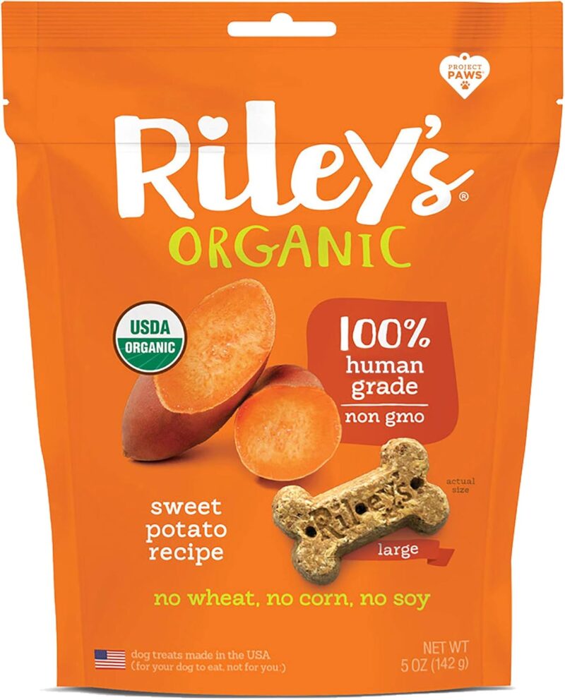 Riley's Dog Sweet Potato Treats - Crunchy Dog Treats for Large Dogs - Dried Sweet Potato Dog Treats Bones - Organic Dog Treats Large Breed Friendly - Sweet Potato Bones for Dogs - (5oz, Large)