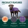 Kuoser Warm Dog Coat, Reversible Dog Jacket Waterproof Dog Winter Coat British Style Plaid Dog Clothes Pet Dog Cold Weather Coats Cozy Snow Jacket Vest for Small Medium Large Dogs Purple M - Image 3