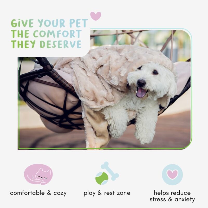 Petique The Velvet Blanky Pet Blanket, Super Soft Cat and Dog Blanket, Double Sided Plush Polyester, Cute Paw Print Design, Reversible, Machine Washable, Large Fleece Kitten and Puppy Blanket - Image 2