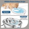 ORSDA Cat Water Fountain Stainless Steel, Automatic Pet Water Fountain, 67oz/2L Drinking Fountain Dog Water Dispenser with Water Level Window for Cats and Small Dogs- 4Pcs Filters (D36) - Image 2
