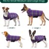Kuoser Warm Dog Coat, Reversible Dog Jacket Waterproof Dog Winter Coat British Style Plaid Dog Clothes Pet Dog Cold Weather Coats Cozy Snow Jacket Vest for Small Medium Large Dogs Purple M - Image 5