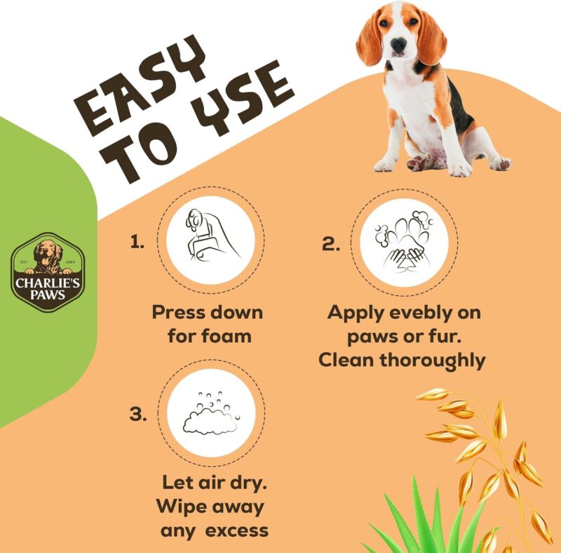 Paw Cleaner No-Rinse Foaming Cleanser Waterless Foam Dogs Cats with Cleaning Silicone Pet Grooming Brush Sulfate-Free pH Balanced Shampoo 6.8 Fl Oz (1 Pack) - Image 5