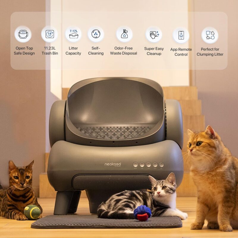 Neakasa M1 Open-Top Self Cleaning Cat Litter Box, Automatic Cat Litter Box with APP Control, Odor-Free Waste Disposal Includes Trash Bags - Image 2