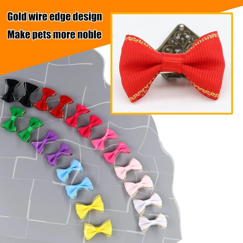 YAKA 60PCS (30 Paris) Cute Puppy Dog Small Bowknot Hair Bows with Metal Clips Handmade Hair Accessories Bow Pet Grooming Products (60 Pcs,Cute Patterns) - Image 6
