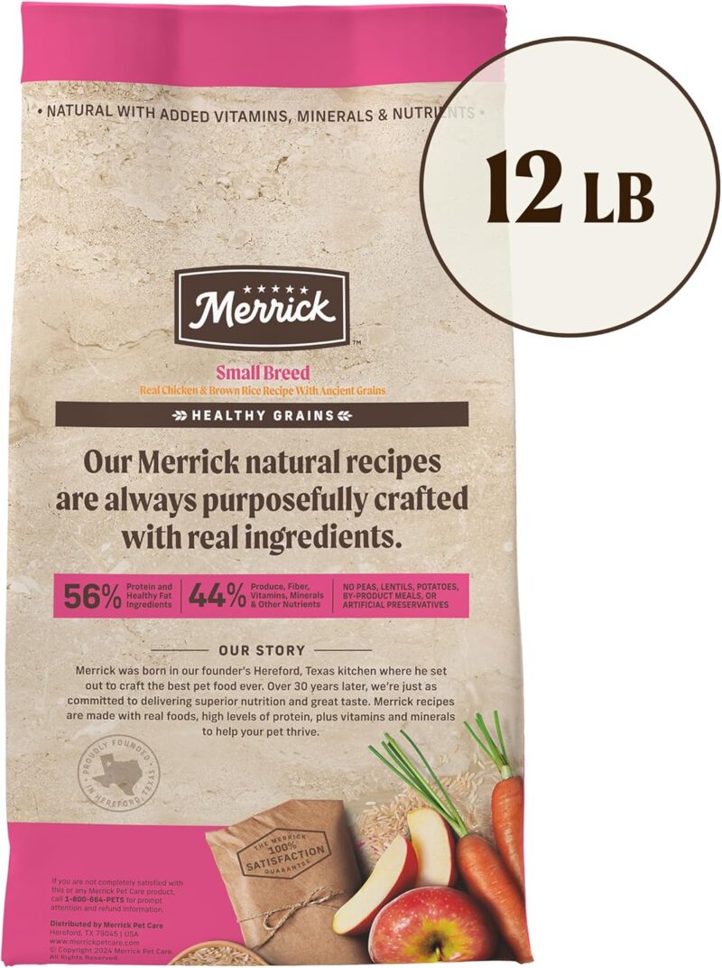 Merrick Healthy Grains Premium Dry Dog Food for Small Dogs, Wholesome and Natural Kibble, Small Breed Recipe - 12.0 lb. Bag - Image 7