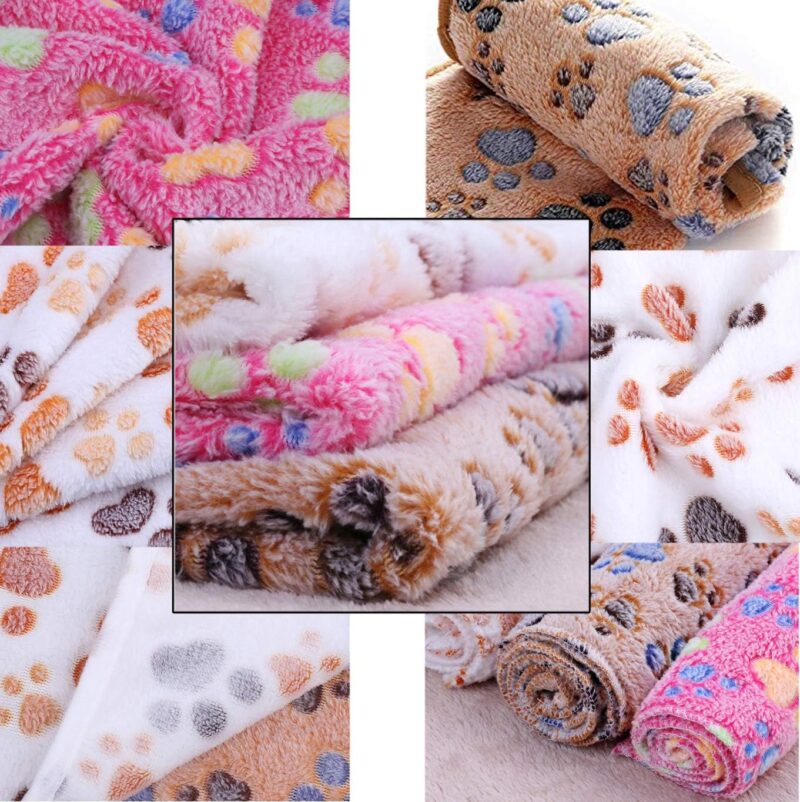 Pet Blanket for Cat & Dog Sleep Mat Bed Cover Soft Warm Blanket for Hamster Puppy and Other Animals (Medium, White+ Brown) - Image 4