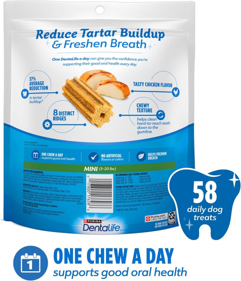 Purina Dentalife Daily Oral Care Chicken Flavor Toy Breed Dog Dental Chews - 58 ct. Pouch - Image 6