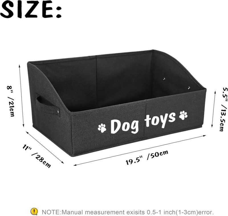PET ARTIST Sturdy Collapsible Dog Organization and Storage Basket Accessible,Cute Dog Toy Storage with Handles,Dog Toy Box Bin Large for Chew Toys,Clothes,Squeak Toy - Image 4