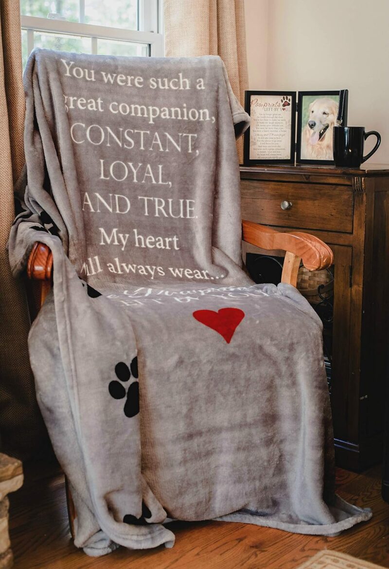 Pawprints Left by You Pet Memorial Blanket with Heartfelt Sentiment - Comforting Pet Loss/Pet Bereavement Gift (Non Personalized) - Image 6