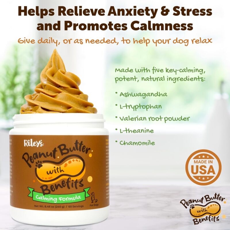 Riley's Calming Peanut Butter for Dogs - Dog Peanut Butter Calming Aid - Separation Anxiety Relief for Dogs - 8.46 oz - Image 4
