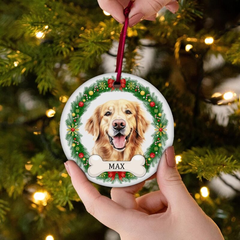 Personalized Dog Photo Christmas Ornaments, Custom Dog Pet Name & Photo Christmas Tree Ornament, 2024 Puppy 1st Xmas Gifts, Holiday Dog Gift, Pet Lovers Dog Owner Gift for Christmas Tree Decoration - Image 3