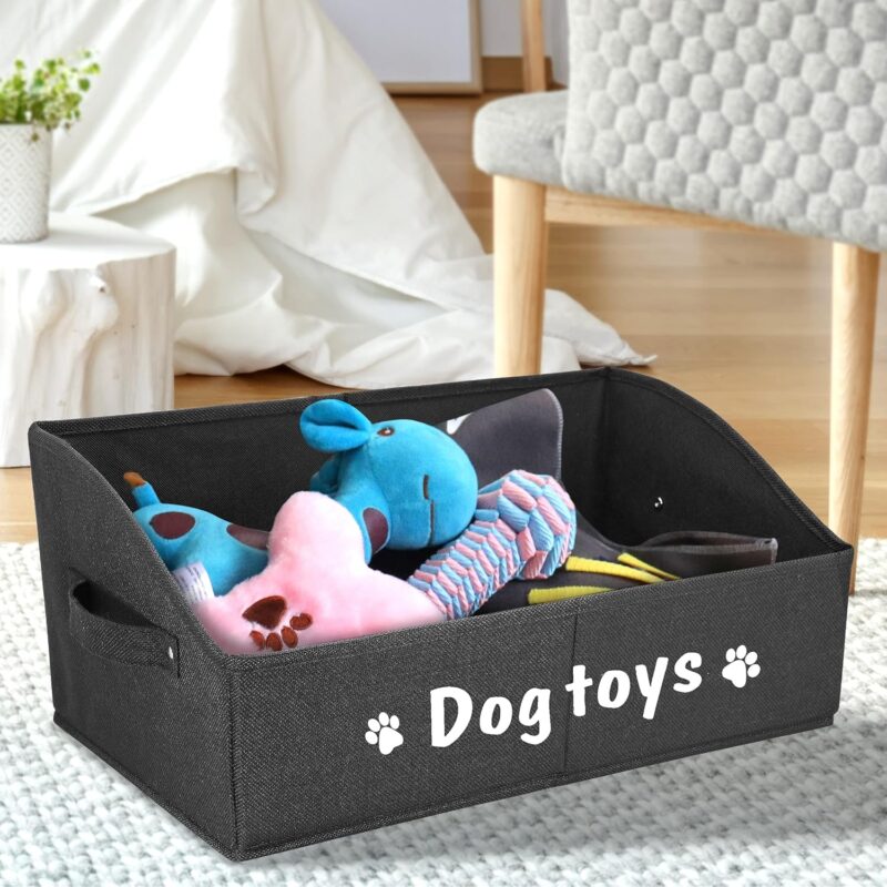 PET ARTIST Sturdy Collapsible Dog Organization and Storage Basket Accessible,Cute Dog Toy Storage with Handles,Dog Toy Box Bin Large for Chew Toys,Clothes,Squeak Toy - Image 8