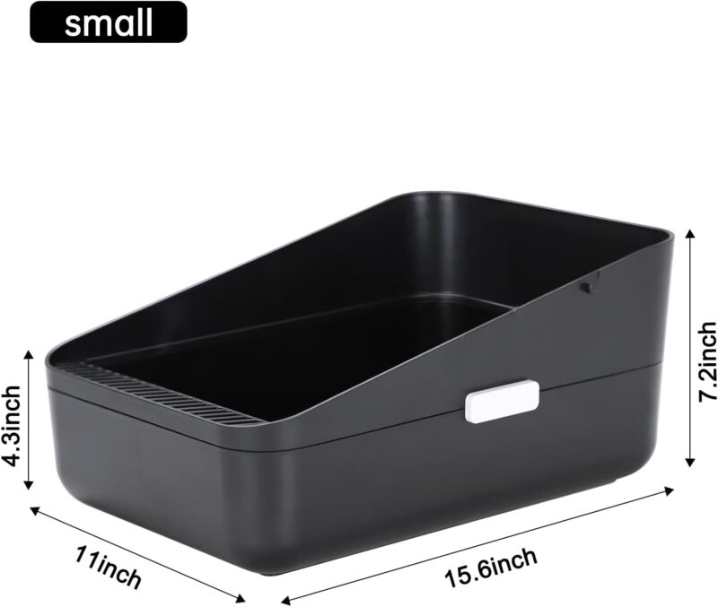 Sfozstra Open Litter Box,Durable High Side Sifting, Secure and Odor Litter Box, Removable Litter Box, Easy to Clean Litter Box for Cats Up to 8 Pounds(Black Small) - Image 4