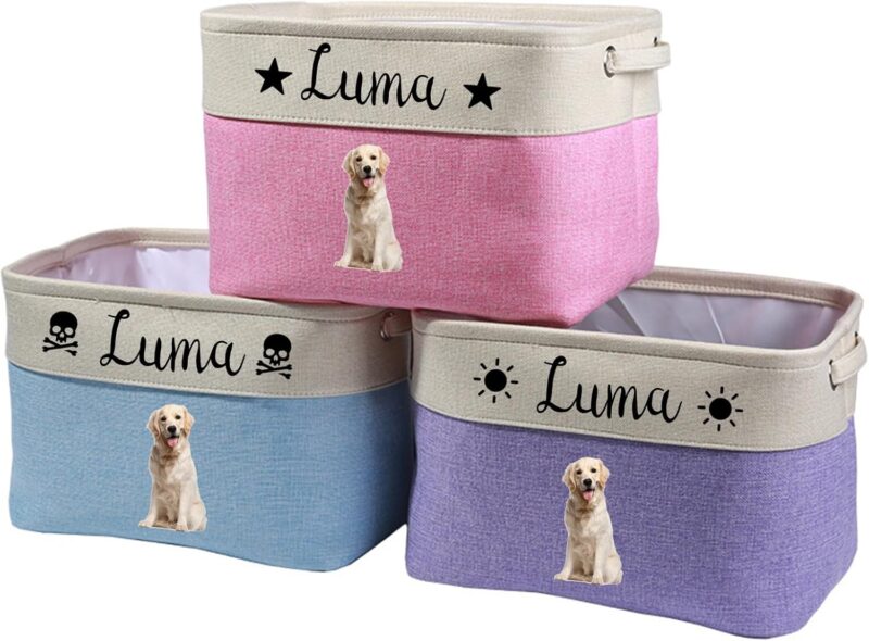 Personalized custom photo and name dog toy storage box A foldable pet supply basket Storage bins for pet clothes, toys, food and accessories are available for dogs, cats and other pets (Optional) - Image 6