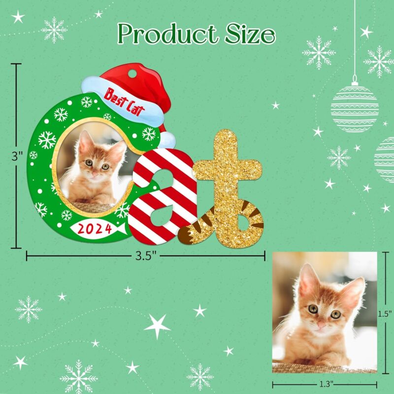 FLYAB Cat Christmas Ornament Picture Frame 2024 Personalized Cat Photo Ornaments for Christmas Tree Personalized Cat Christmas Tree Ornaments for Cat Kitty Pet Lovers - Image 7