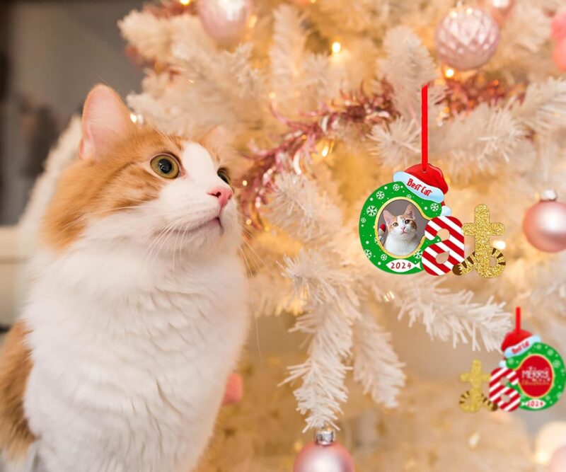 FLYAB Cat Christmas Ornament Picture Frame 2024 Personalized Cat Photo Ornaments for Christmas Tree Personalized Cat Christmas Tree Ornaments for Cat Kitty Pet Lovers - Image 4