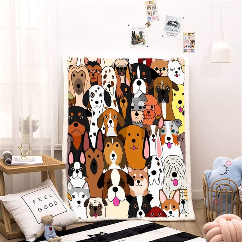 LINGXUQK Cute Dog Blanket Pink Flowers Fleece Blanket Lightweight Fluffy Sherpa Throw Blankets Funny Pet Dog Blanket for Animal Lovers - Image 3