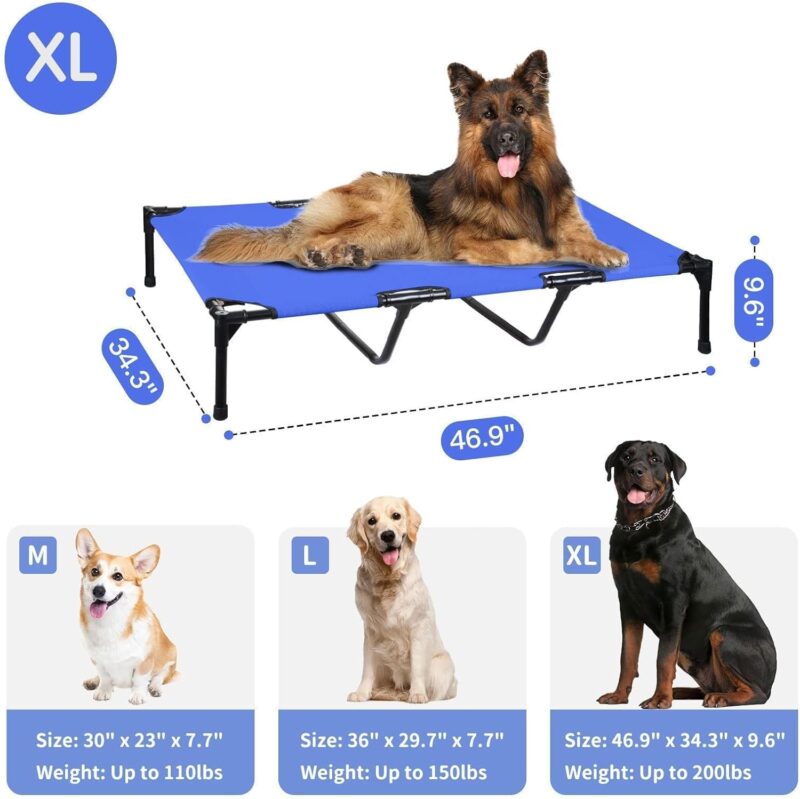 FIOCCO Elevated Dog Bed - Dog Cot with Chew Proof Mesh for XX-Large Dogs, Waterproof Washable Raised Pet Bed, Portable Pet Bed for Outdoor Use, Dogs Cot Beds, Blue - Image 5