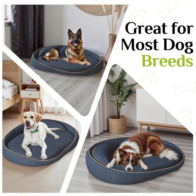 Orthopedic Dog Beds for Extra Large Dogs, High-Density Foam Support Pet Bed with Extra Pillows, Non-Slip Bottom Large Dog Couch Bed with Washable Removable Cover - Image 7